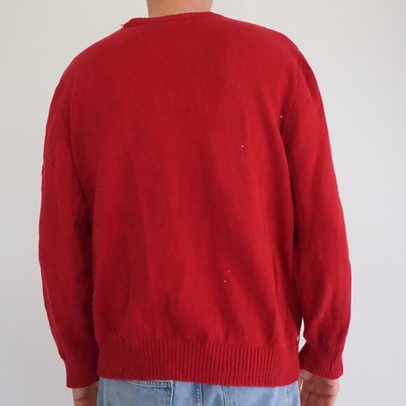 Dockers Red White Polar Bear Winter Cotton Chunky Knit Crewneck Sweater Large - Picture 2 of 10